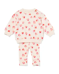 babykledingset comfy fit rib hartjes ecru