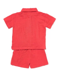 babykledingset comfy fit mousseline rood