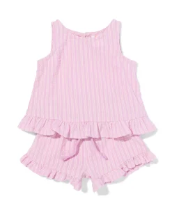babykledingset seersucker strepen roze
