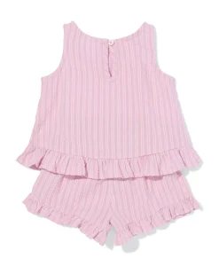 babykledingset seersucker strepen roze