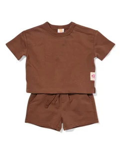 babykledingset sweatstof bruin