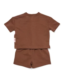 babykledingset sweatstof bruin