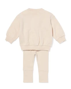 babykledingset sweatstof bloemen ecru