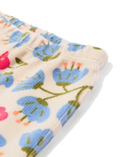 babylegging flared rib velours bloemen ecru