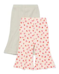 babyleggings flared fit rib kant hartjes - 2 stuks lichtgroen