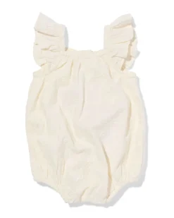 babyromper geborduurde bloemen ecru