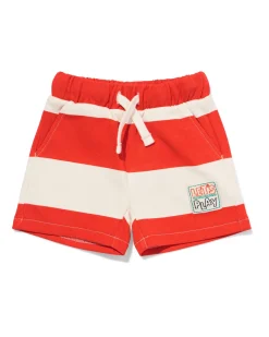 babyshort comfy fit sweatstof strepen rood