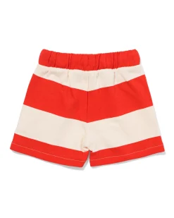 babyshort comfy fit sweatstof strepen rood