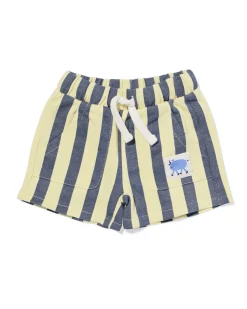 babyshort comfy fit sweatstof strepen ecru