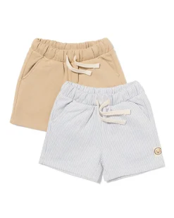 babyshorts comfort fit sweatstof strepen - 2 stuks blauw