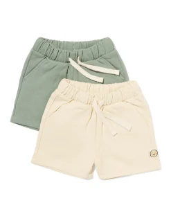 babyshorts comfort fit sweatstof strepen - 2 stuks groen