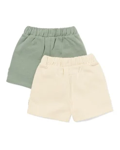 babyshorts comfort fit sweatstof strepen - 2 stuks groen