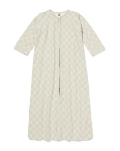babyslaapzak met afneembare mouwen katoen 0.5tog ruiten blauw
