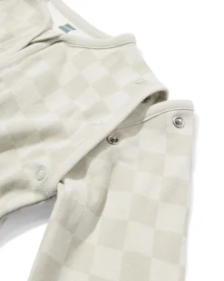 babyslaapzak met afneembare mouwen katoen 0.5tog ruiten blauw