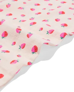 babyslaapzak mouwloos mousseline 0.5tog aardbeien lichtroze