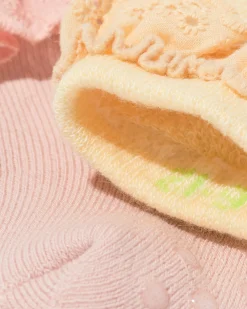 babysokken badstof broderie - 2 paar oudroze