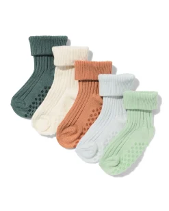 babysokken rib met bamboe - 5 paar groen
