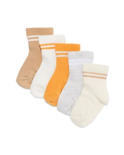 babysokken strepen - 5 paar beige