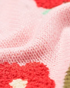 babytrui fijngebreid bloemen lichtroze