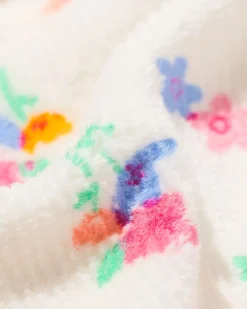 babytrui velours rib bloemen ecru
