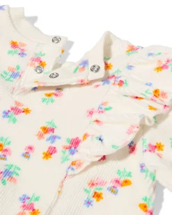 babytrui velours rib bloemen ecru