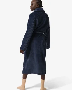 badjas rib fleece donkerblauw