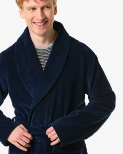 badjas velours donkerblauw