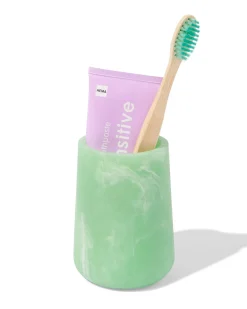 badkamer beker 10x⌀8cm epoxy marmerlook groen