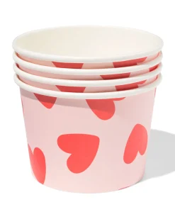 bakjes 450ml papier hartjes - 4 stuks