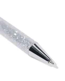 balpen glitter zilver blauwschrijvend