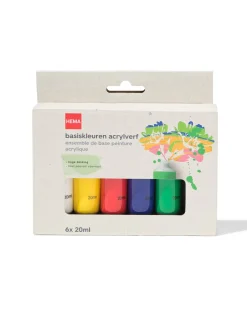 basiskleuren acrylverf 20ml - 6 stuks