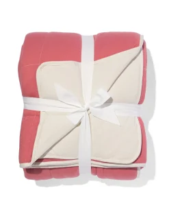 Bedsprei jersey ruit beige/rood 260x235