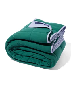Bedsprei jersey streep groen/lila 260x235