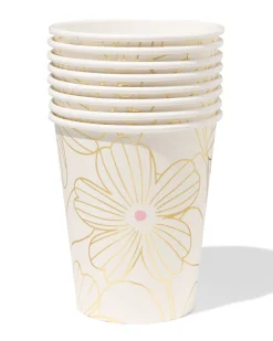 bekers 250ml papier bloemen - 8 stuks