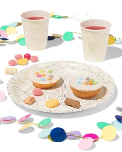 bekers 250ml papier bloemen - 8 stuks