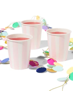 bekers 250ml papier strepen - 8 stuks