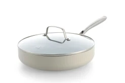 BK hapjespan met deksel Ø28cm keramisch PFAS-vrij beige