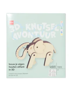 bouwplaat 3D hout olifant
