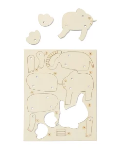 bouwplaat 3D hout olifant