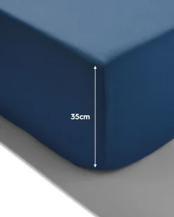 boxspring hoeslaken 140x200cm zacht katoen blauw