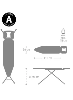 Brabantia strijkplank A 110x30cm voor strijkijzer strepen roze