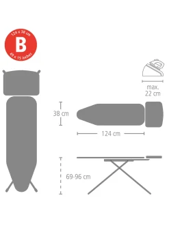 Brabantia strijkplank B voor stoomgenerator 124x38cm strepen roze