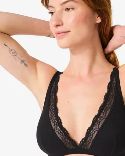 bralette met kant zonder beugel zwart
