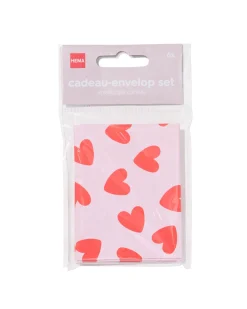 cadeau-envelop set hartjes - 6 stuks