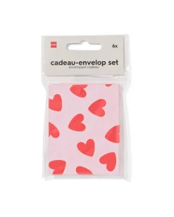 cadeau-envelop set hartjes - 6 stuks