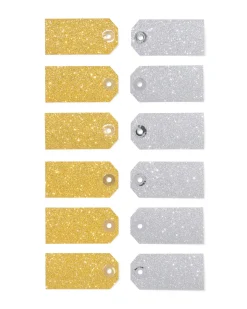 cadeaulabels glitter - 12 stuks