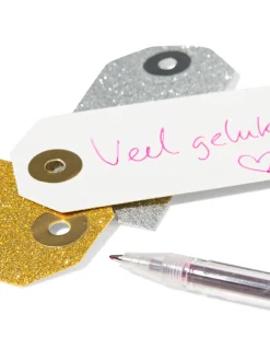 cadeaulabels glitter - 12 stuks