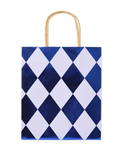 cadeautas 18x29cm ruiten blauw
