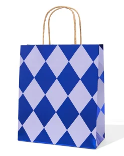 cadeautas 18x29cm ruiten blauw