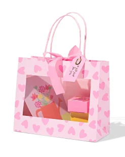 cadeautas 24x11x20cm hartjes roze